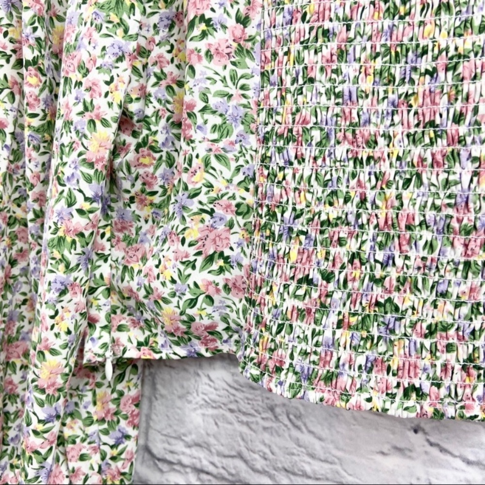 Lulus Womens Even Sweeter Floral Print Crop Top Size M 3/4 Sleeve White NWT - Picture 8 of 10